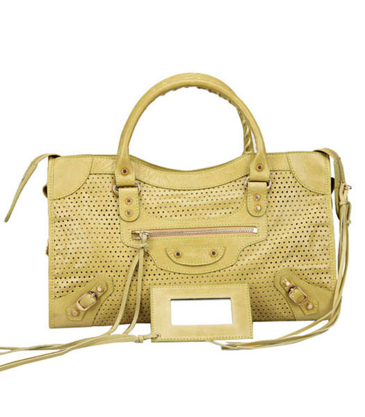 Balenciaga borsa in pelle gialla importazioni di petrolio con Golden nails